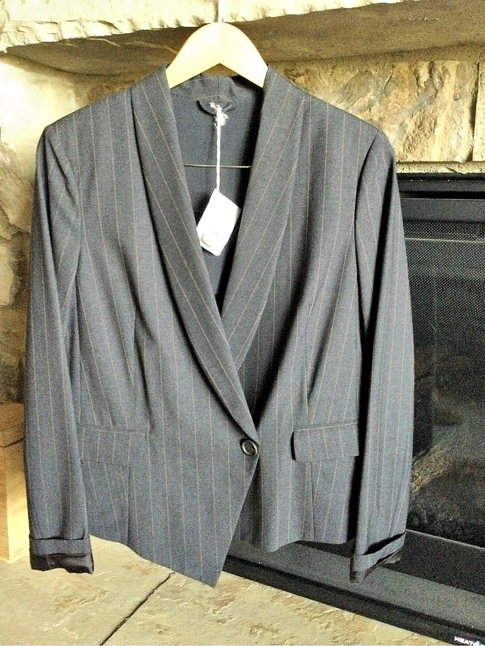 Bruno Cucinelli Pinstripe Blazer Gray Size 42 NWT